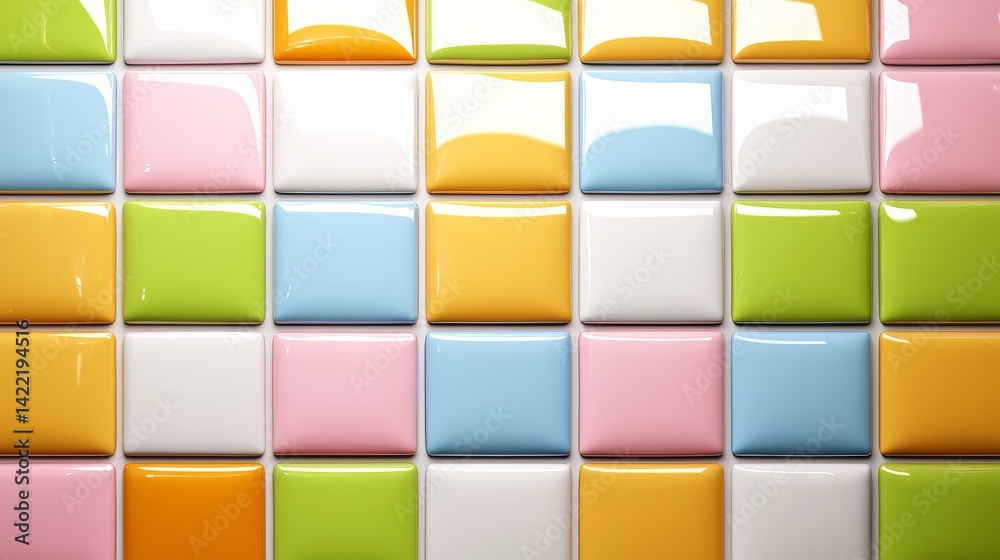 Leinwandbilder colorful tile wall with a rainbow of colors. the tiles are arranged in a grid pattern. the colors ar