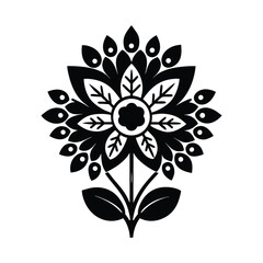 Fototapeta premium scandinavian floral folk motif vector art silhouette