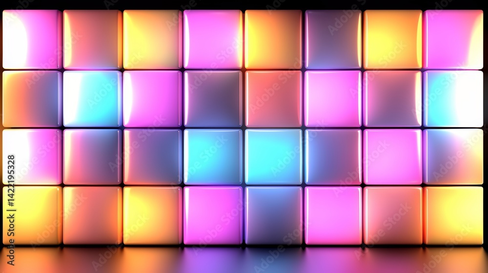 Leinwandbilder colorful wall made of square blocks. the blocks are in different colors and are arranged in a patter