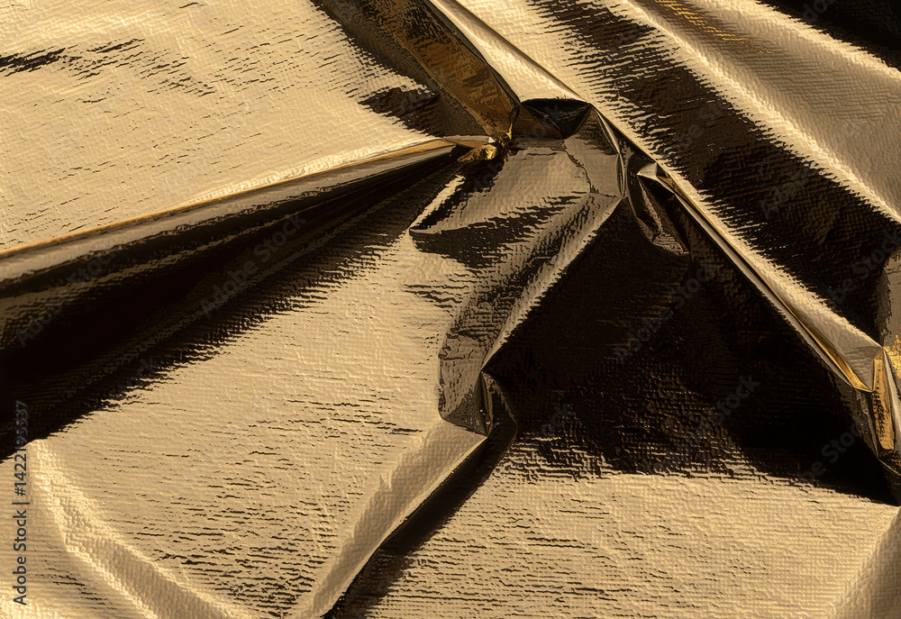 Aufkleber golden foil sheet with reflective, shiny surface, creating an angular, high-contrast design. radiant