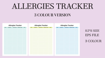 Allergies Tracker, Symptoms, interior, template, kdp,