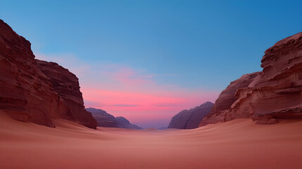 Majestic Wadi Rum Sunset: Panoramic Desert Landscape
