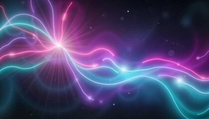 Obraz premium Abstract glowing light waves in vibrant colors against a dark background 
