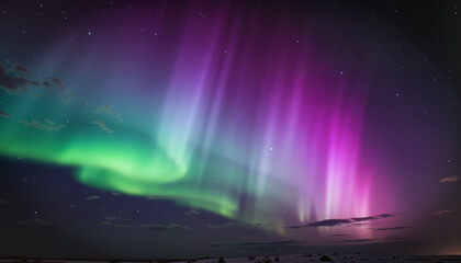 Vibrant aurora borealis dancing in the night sky  