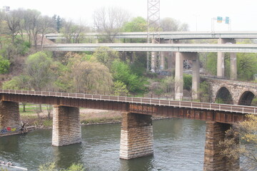 Railroad bridges crossing Schuylkill River in Philadelphia PA