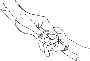 Baby and father one line holding hands continuous line motion graphic animated 4k template. Father's day concept line art video. Boy have bonding with his father. Full length one line animation.