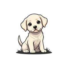 Fototapeta premium Cute Labrador Retriever Dog Sitting Cartoon Vector Icon Illustration Animal Nature Icon Isolated vector