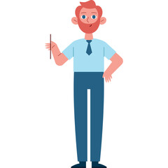 Modern Educational Character Design of a Teacher in Flat Style