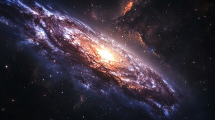 Spiral Galaxy in Deep Space. Cosmic Nebula Background. Science Illustration