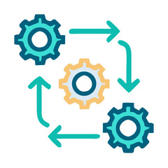  Gear Looped Automation Icon .slow business operations Repeating Task Loop .Development and Integration vector illustration
