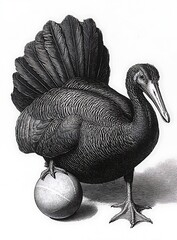 Vintage Illustration of an Intriguing Bird with Unique Features