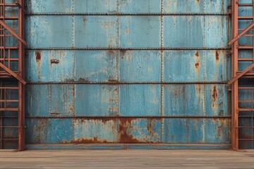 Weathered Metal Wall with Wooden Floor