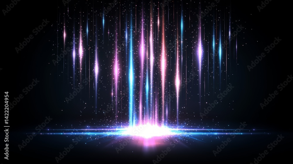 Aufkleber Colorful, glowing, and sparkling image of a light show. The image is a visual representation of a light show, with the colors and patterns of the lights creating a sense of movement and energy
