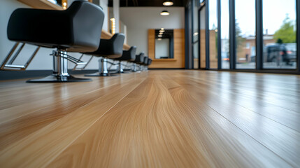 Obraz premium Modern Bright Beauty Salon Interior with Light Wood Floor