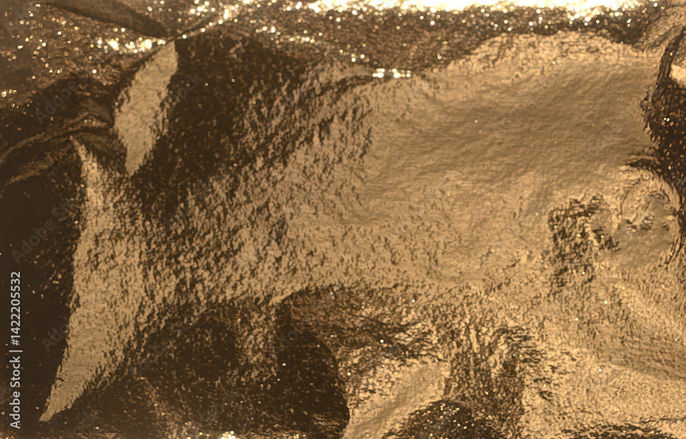 Aufkleber rich bronze-gold foil surface with heavy shadow contrast and subtle texture. the light reflects in a