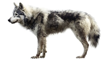 Fototapeta premium Grey Wolf Profile with White Background. (1)