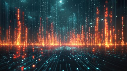 Obraz premium Digital Streams Abstract Representation of Data Flow Visualization and Information Technology Concept