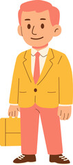 Illustrated Businessman Holding Briefcase in Professional Attire Cartoon Style