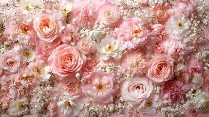 A profusion of delicate pink and white flowers.