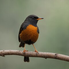 Fototapeta premium Indian Robin bird on piece of wood