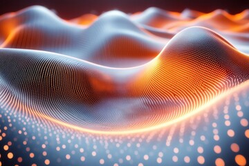 Luminous Data Waves Flowing Across an Abstract Topography of Digital Information Network Space