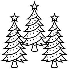 Obraz premium Minimalist Christmas Tree Line Art Vector set