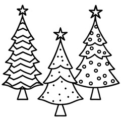 Minimalist Christmas Tree Line Art Vector set