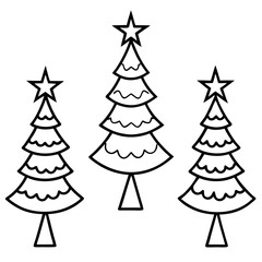 Fototapeta premium Minimalist Christmas Tree Line Art Vector set