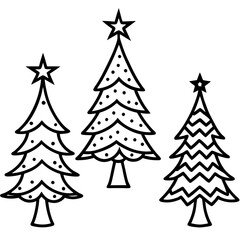 Fototapeta premium Minimalist Christmas Tree Line Art Vector set