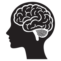Human brain silhouette vector illustration