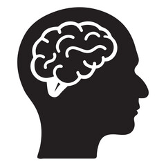 Human brain silhouette vector illustration