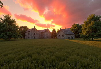 Obraz premium house in the sunset