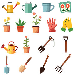 Gardening Elements, Watering Can Vector Illustration | Garden Tool | Flat & Realistic Style, 