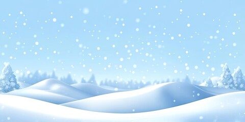 Snowfall Over Winter Landscape With Snow Covered Hills And Evergreen Trees Art Design