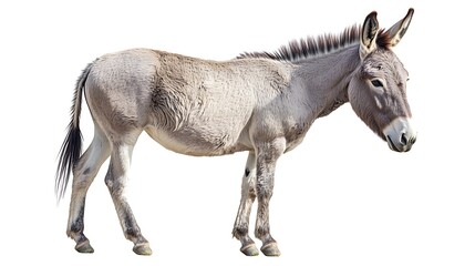 Grey Donkey with Profile, and Isolated.