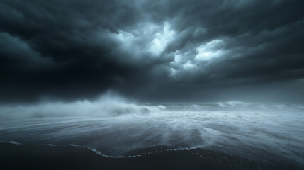 storm approaching beach dark clouds rough waves