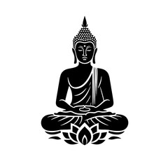Obraz premium Spiritual Black and white Vector Depiction of Buddha