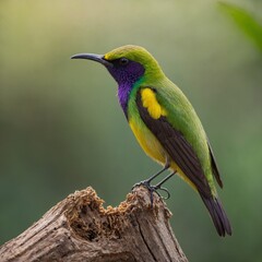 Obraz premium Sunbird bird on piece of wood