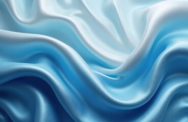 Obraz premium Elegant, abstract illustration of flowing silky satin fabric. Blue wavy texture background. Luxurious, shiny, smooth material, artistic backdrop for design, fashion, beauty products, advertising.