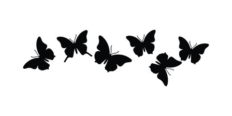 Monarch butterfly silhouettes collection, vector illustration isolated on white background