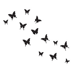 Monarch butterfly silhouettes collection, vector illustration isolated on white background