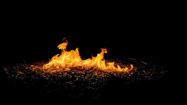fire flickering and burning on dark background
