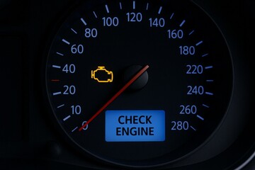 Illuminated Speedometer Warning Light With Check Engine Alert, Generated AI