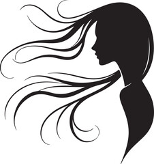 Elegant Woman Silhouette with Long Flowing Hair