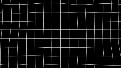 A white grid on a black background. Warp animation