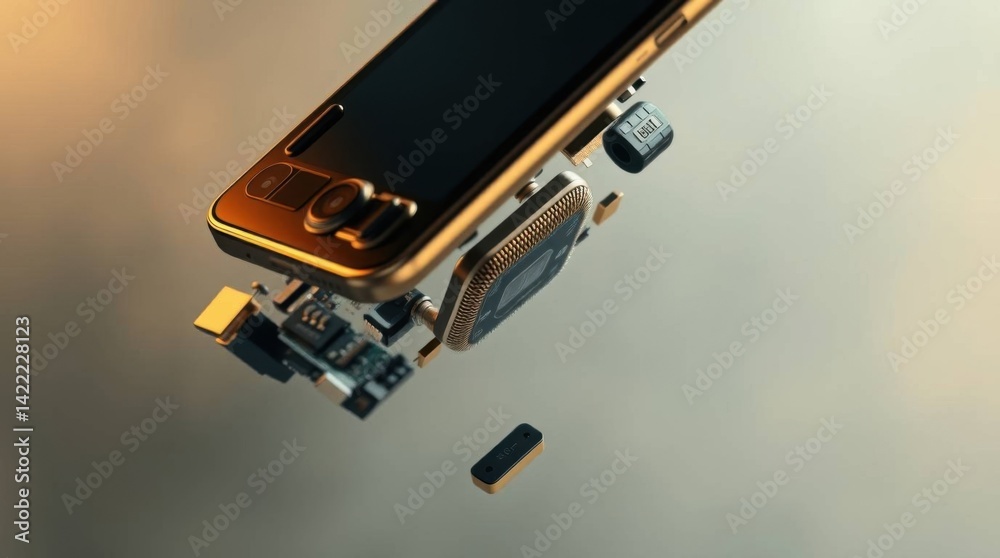 Aufkleber Exploded view of smartphone components showcasing technology and engineering