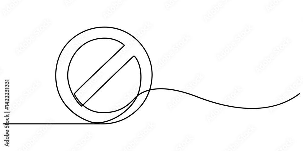 Poster prohibition sign in continuous line drawing style. line art of the stop symbol. vector illustration.