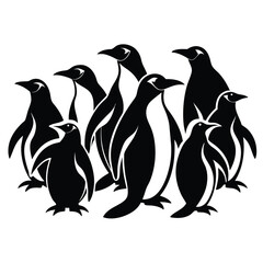 Naklejka premium set of Penguins bird shilhotee vector isolated on white background 