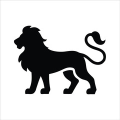 Lion Silhouette Vector – Majestic Wild Animal Black Outline on White Background