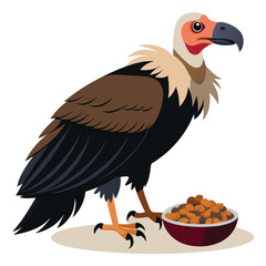 Vulture birds eating feed shilhotee vector isolated on white background 